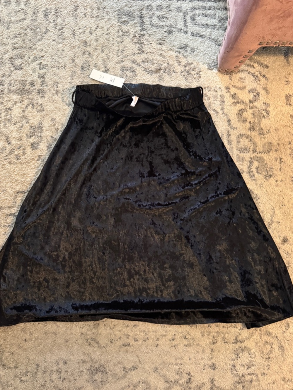 Women's Black Velvet A-Line Skirt